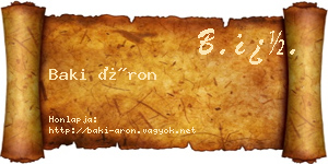 Baki Áron névjegykártya
